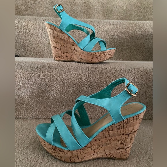 Spirit Moda Strappy Sandal w/Cork Wedge Platform 8 - Picture 4 of 12